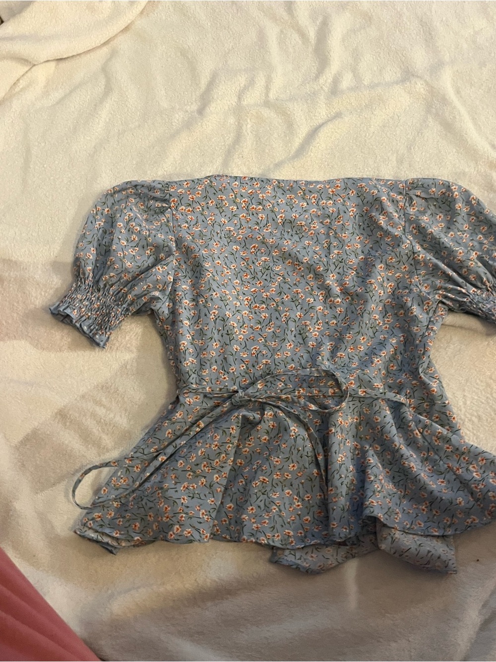 SHEIN Blue Floral Off-Shoulder Peplum Blouse NWOT